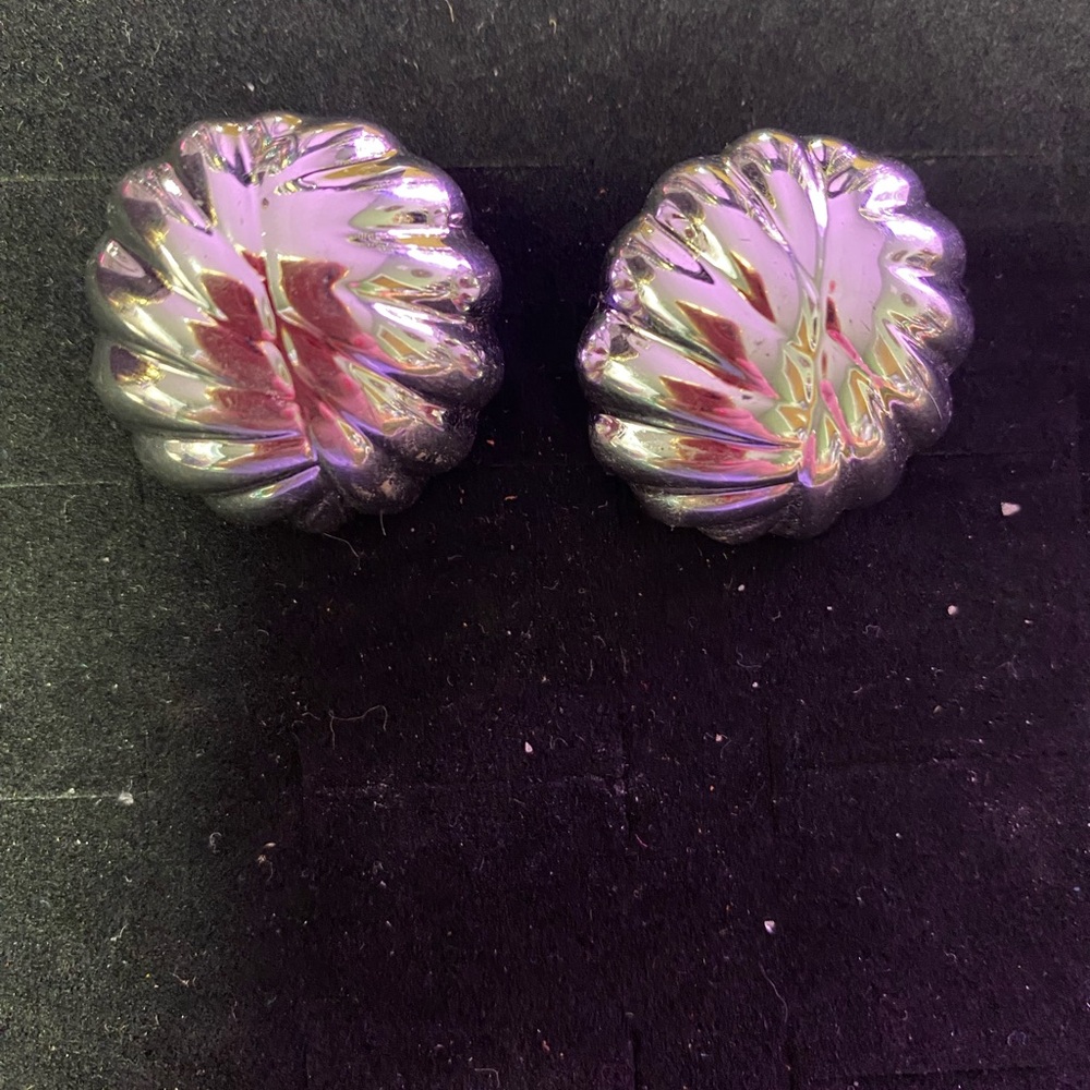Silver Leaf-Shaped Earrings